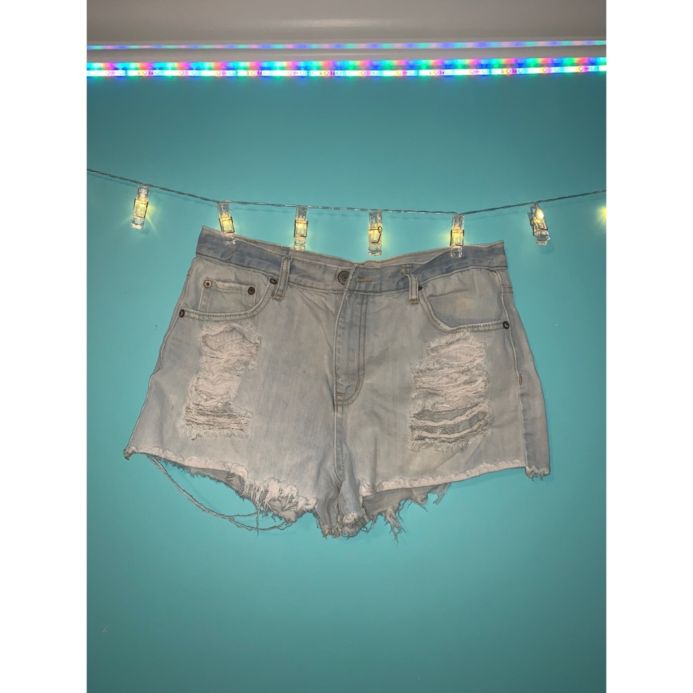 Light Distressed Denim Cheeky Shorts